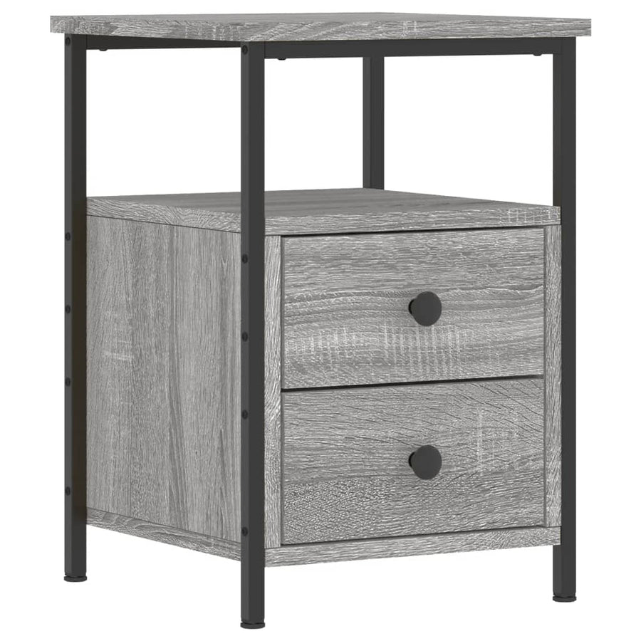 Nachtkastjes 34X35,5X50 Cm Bewerkt Hout Eiken 2 Grijs sonoma