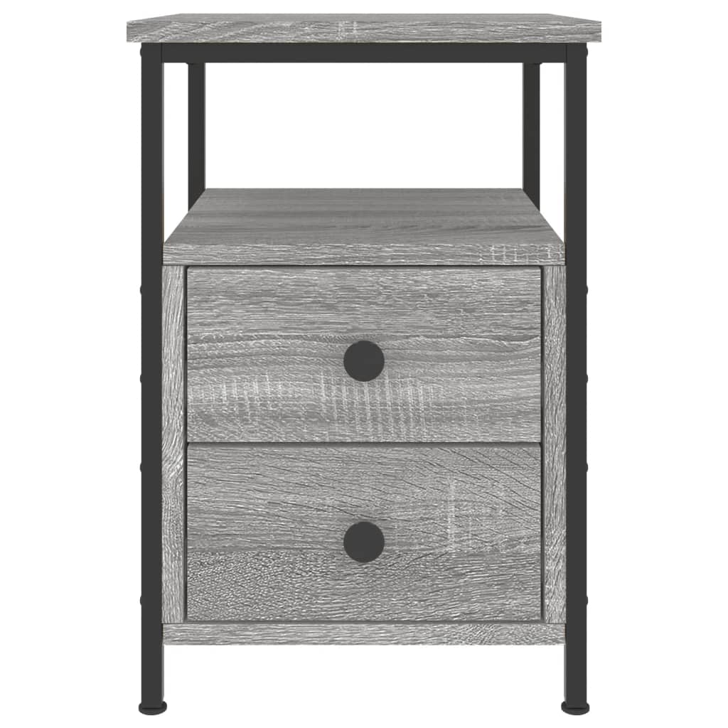 Nachtkastjes 34X35,5X50 Cm Bewerkt Hout Eiken 2 Grijs sonoma