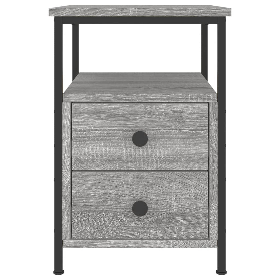 Nachtkastjes 34X35,5X50 Cm Bewerkt Hout Eiken 2 Grijs sonoma