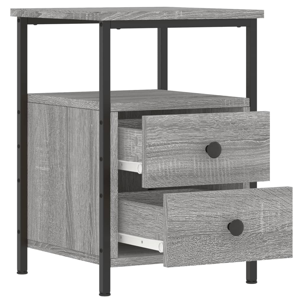 Nachtkastjes 34X35,5X50 Cm Bewerkt Hout Eiken 2 Grijs sonoma