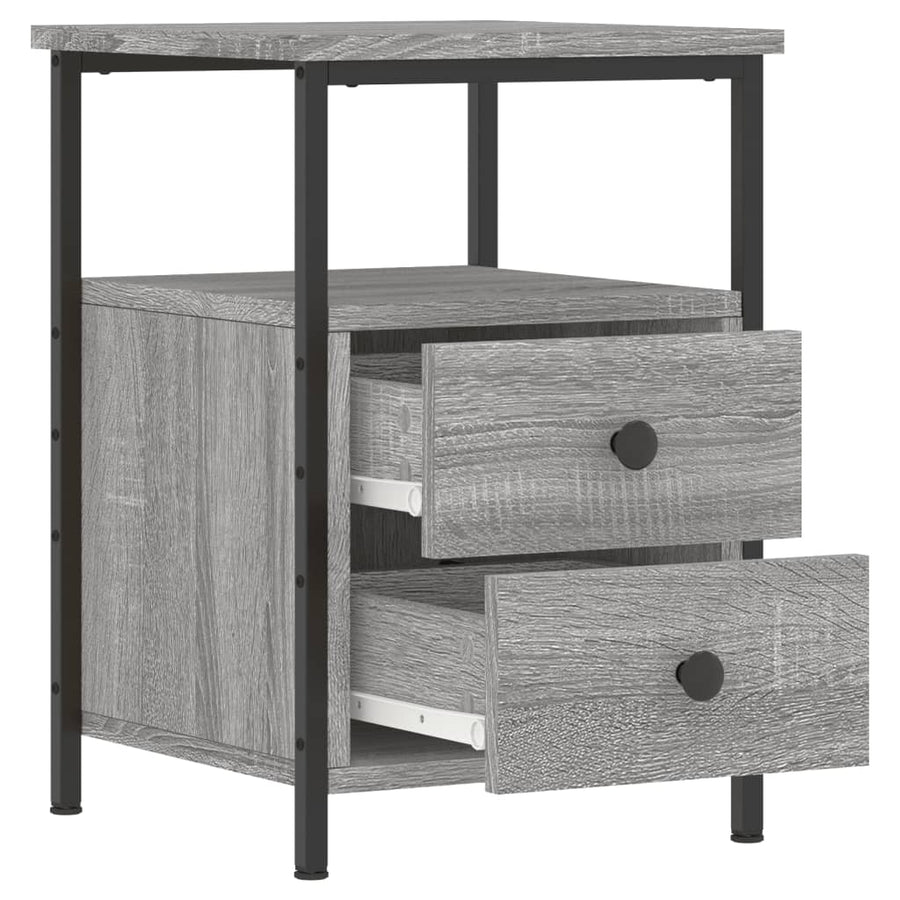 Nachtkastjes 34X35,5X50 Cm Bewerkt Hout Eiken 2 Grijs sonoma