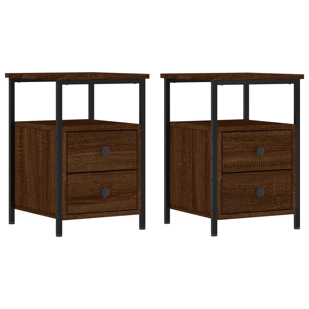 Nachtkastjes 34X35,5X50 Cm Bewerkt Hout Bruin Eikenkleur 2 Bruineiken