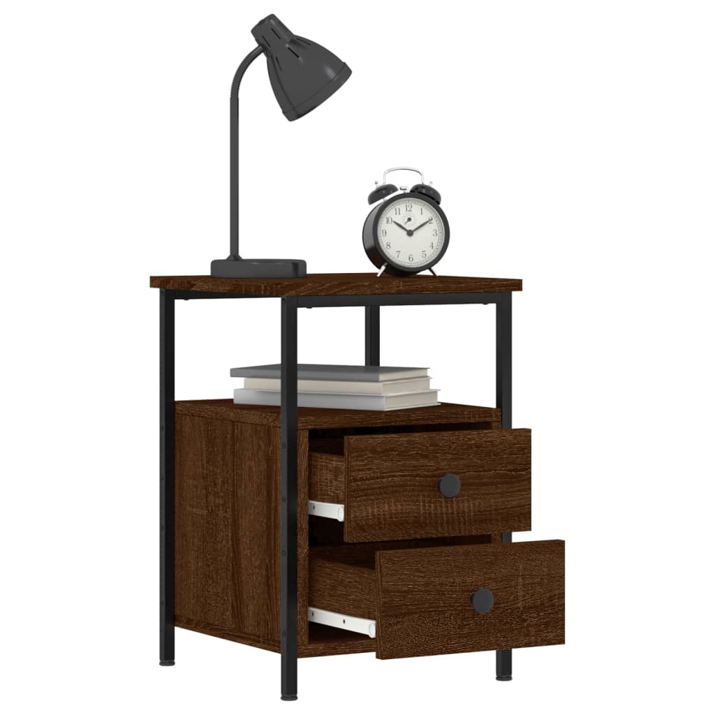 Nachtkastjes 34X35,5X50 Cm Bewerkt Hout Bruin Eikenkleur 2 Bruineiken