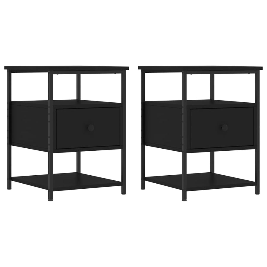 Nachtkastjes 2 St 40X42X56 Cm Bewerkt Hout Zwart