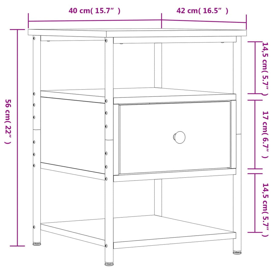 Nachtkastjes 2 St 40X42X56 Cm Bewerkt Hout Zwart
