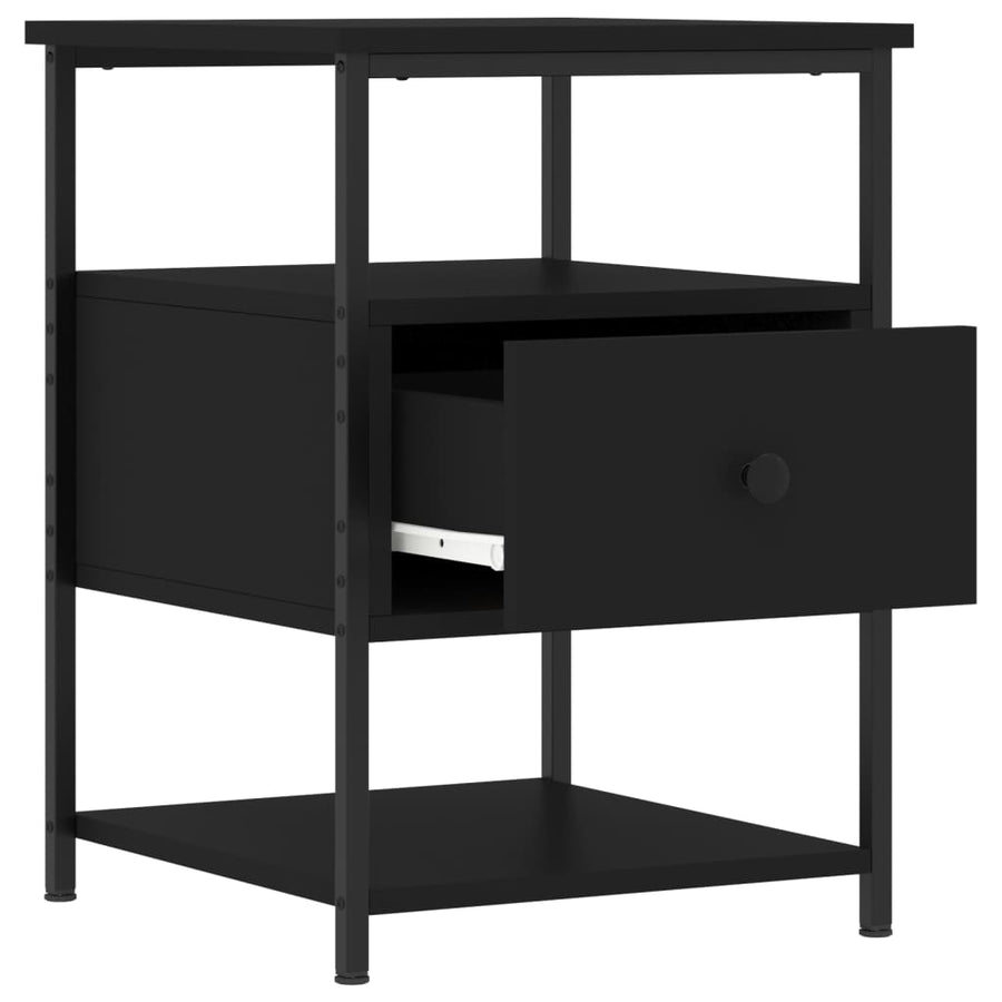 Nachtkastjes 2 St 40X42X56 Cm Bewerkt Hout Zwart