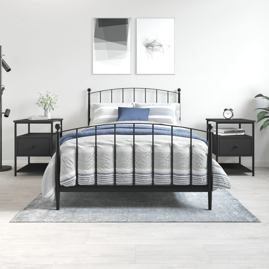 Nachtkastjes 2 St 40X42X56 Cm Bewerkt Hout Zwart