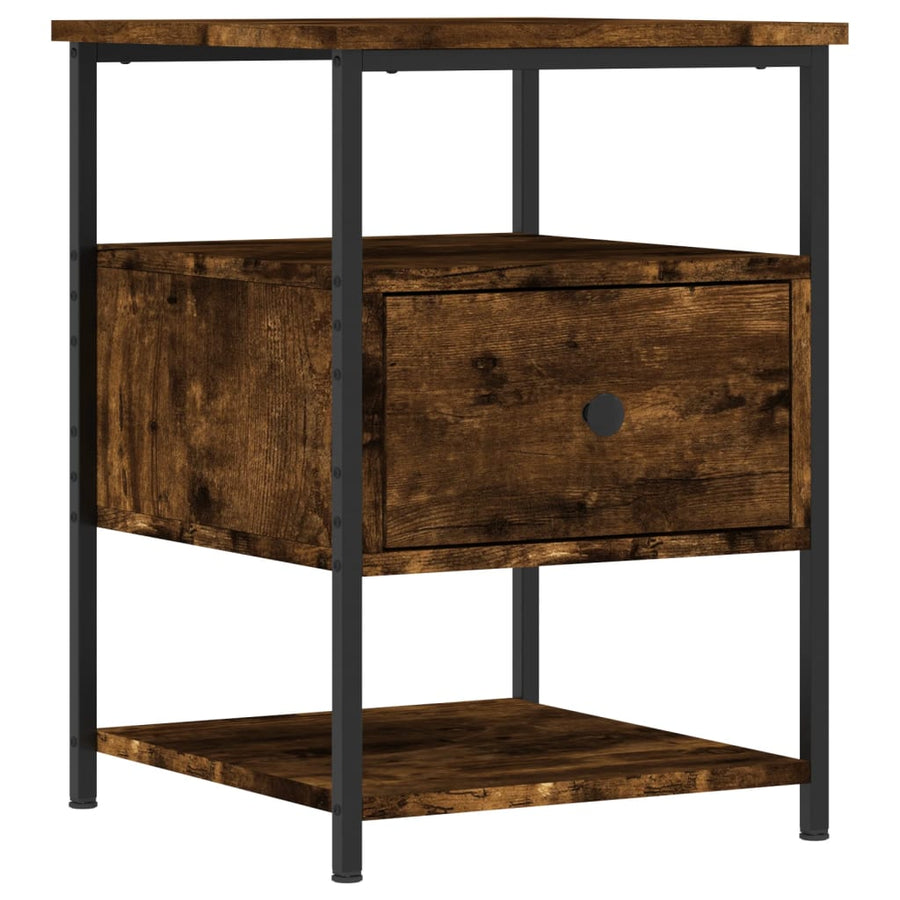 Nachtkastje 40X42X56 Cm Bewerkt Hout Gerookt Eikenkleurig