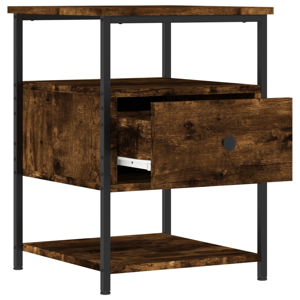 Nachtkastje 40X42X56 Cm Bewerkt Hout Gerookt Eikenkleurig