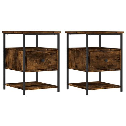 Nachtkastjes 2 St 40X42X56 Cm Bewerkt Hout Gerookt Eikenkleurig