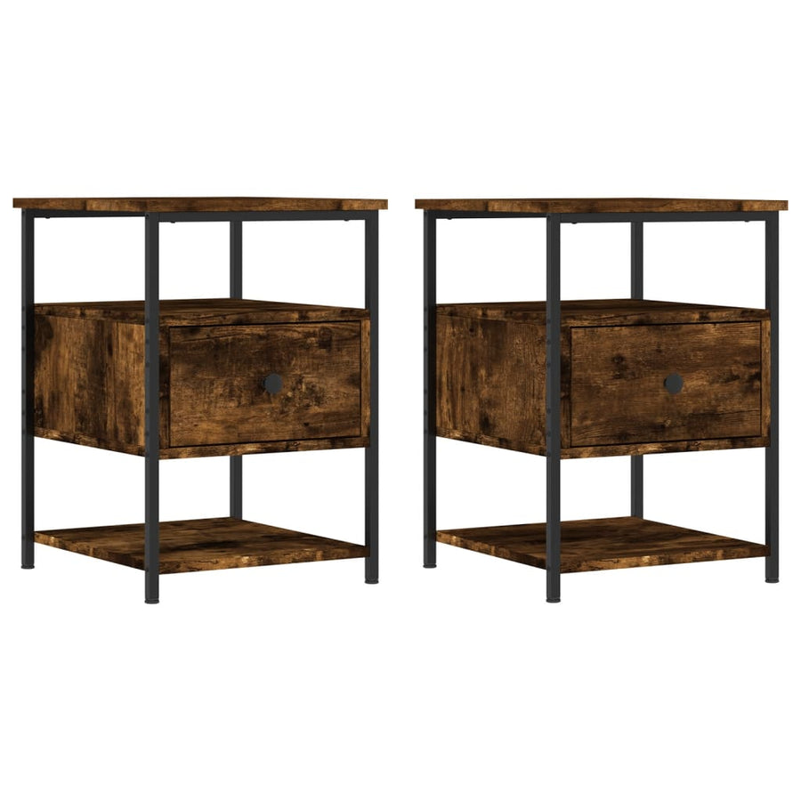 Nachtkastjes 2 St 40X42X56 Cm Bewerkt Hout Gerookt Eikenkleurig