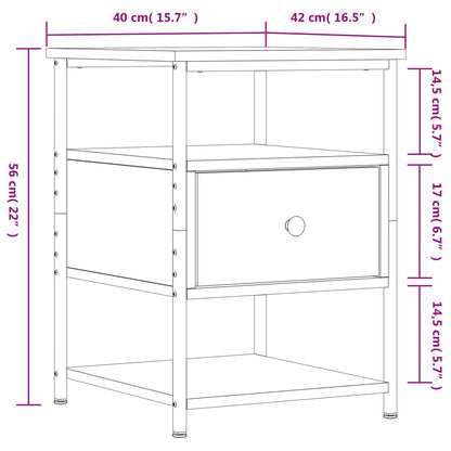 Nachtkastjes 2 St 40X42X56 Cm Bewerkt Hout Gerookt Eikenkleurig