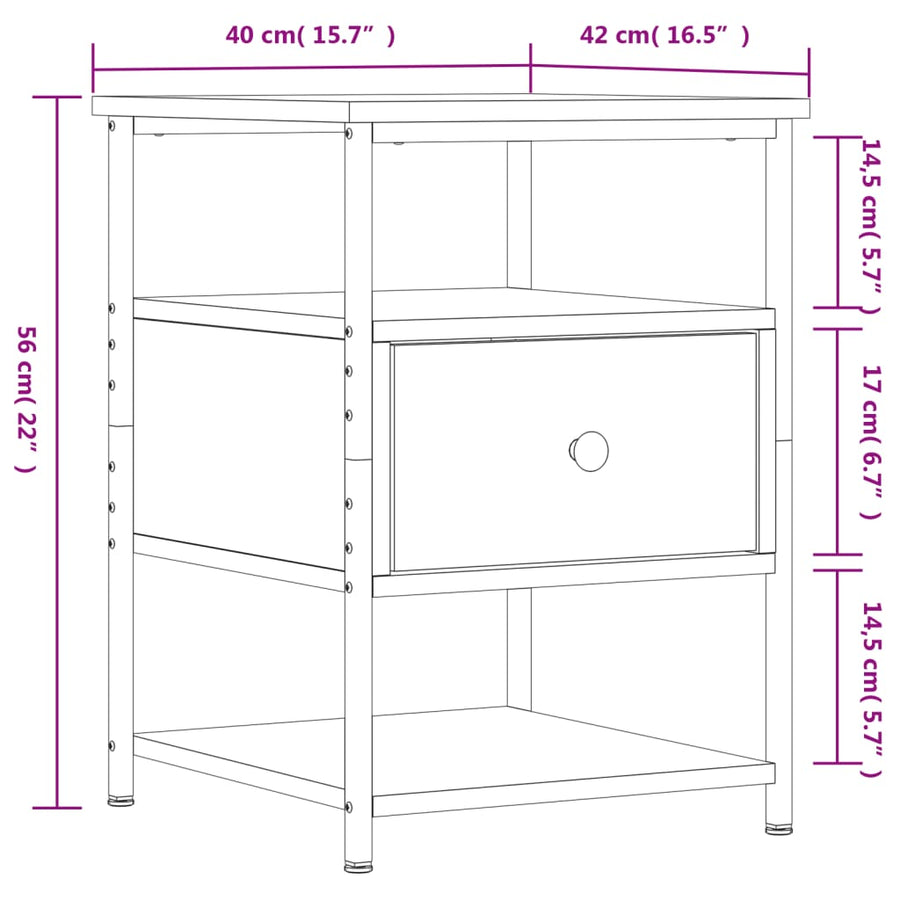 Nachtkastjes 2 St 40X42X56 Cm Bewerkt Hout Gerookt Eikenkleurig