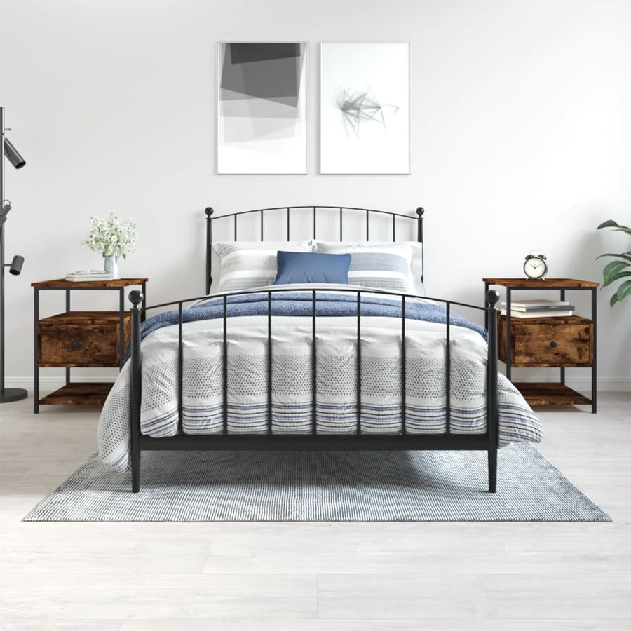 Nachtkastjes 2 St 40X42X56 Cm Bewerkt Hout Gerookt Eikenkleurig