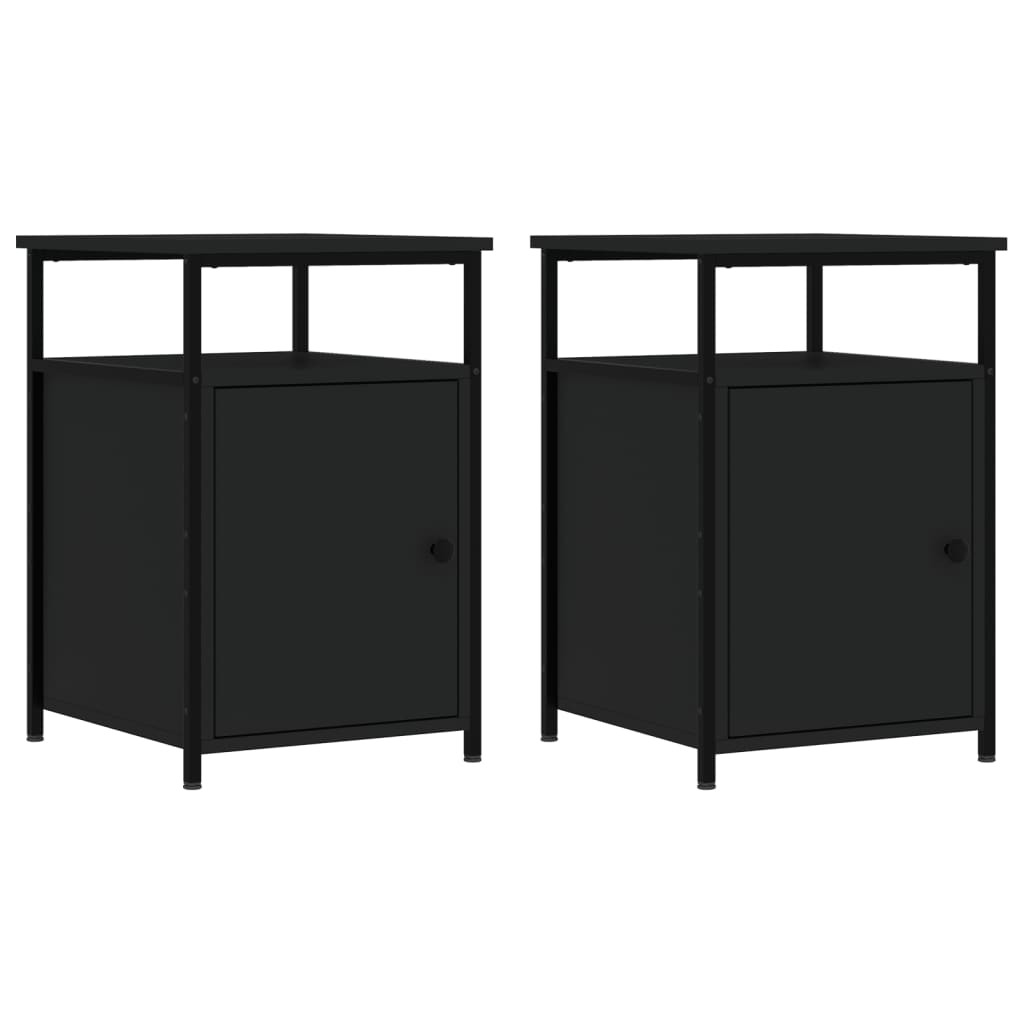 Nachtkastjes 2 St 40X42X60 Cm Bewerkt Hout Zwart