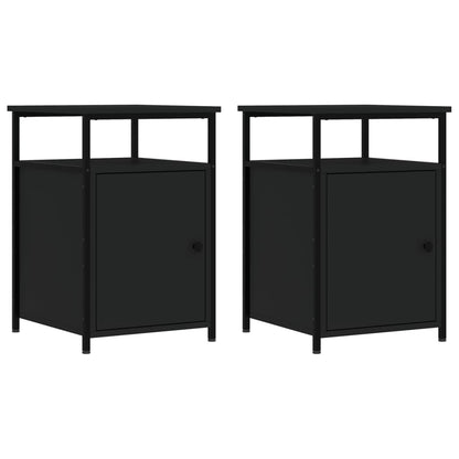 Nachtkastjes 2 St 40X42X60 Cm Bewerkt Hout Zwart