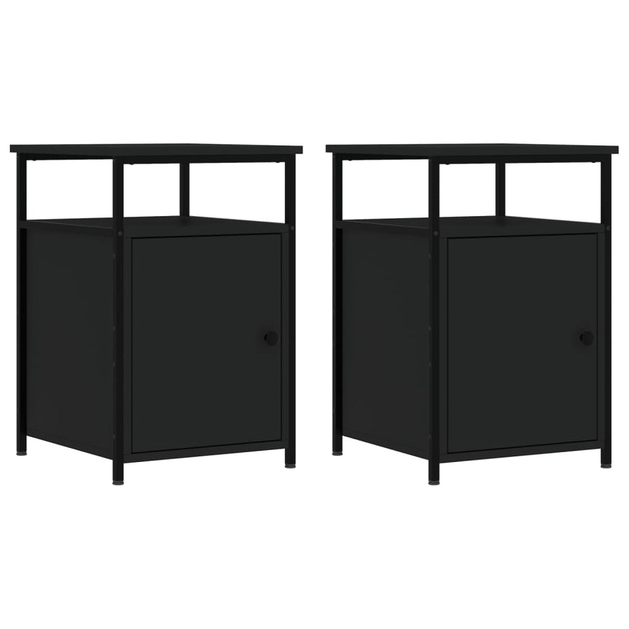 Nachtkastjes 2 St 40X42X60 Cm Bewerkt Hout Zwart