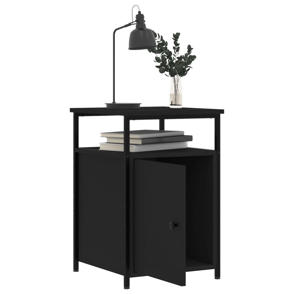 Nachtkastjes 2 St 40X42X60 Cm Bewerkt Hout Zwart