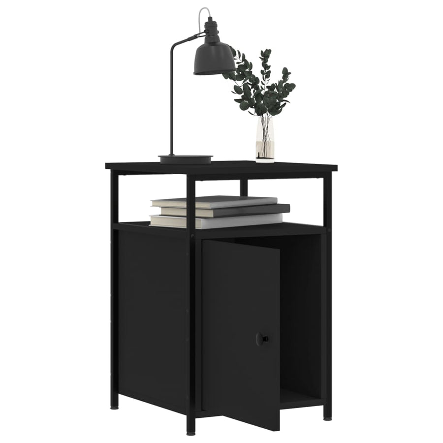 Nachtkastjes 2 St 40X42X60 Cm Bewerkt Hout Zwart