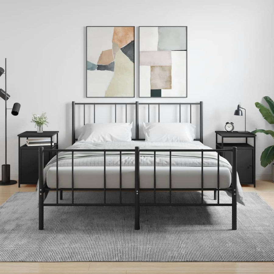 Nachtkastjes 2 St 40X42X60 Cm Bewerkt Hout Zwart