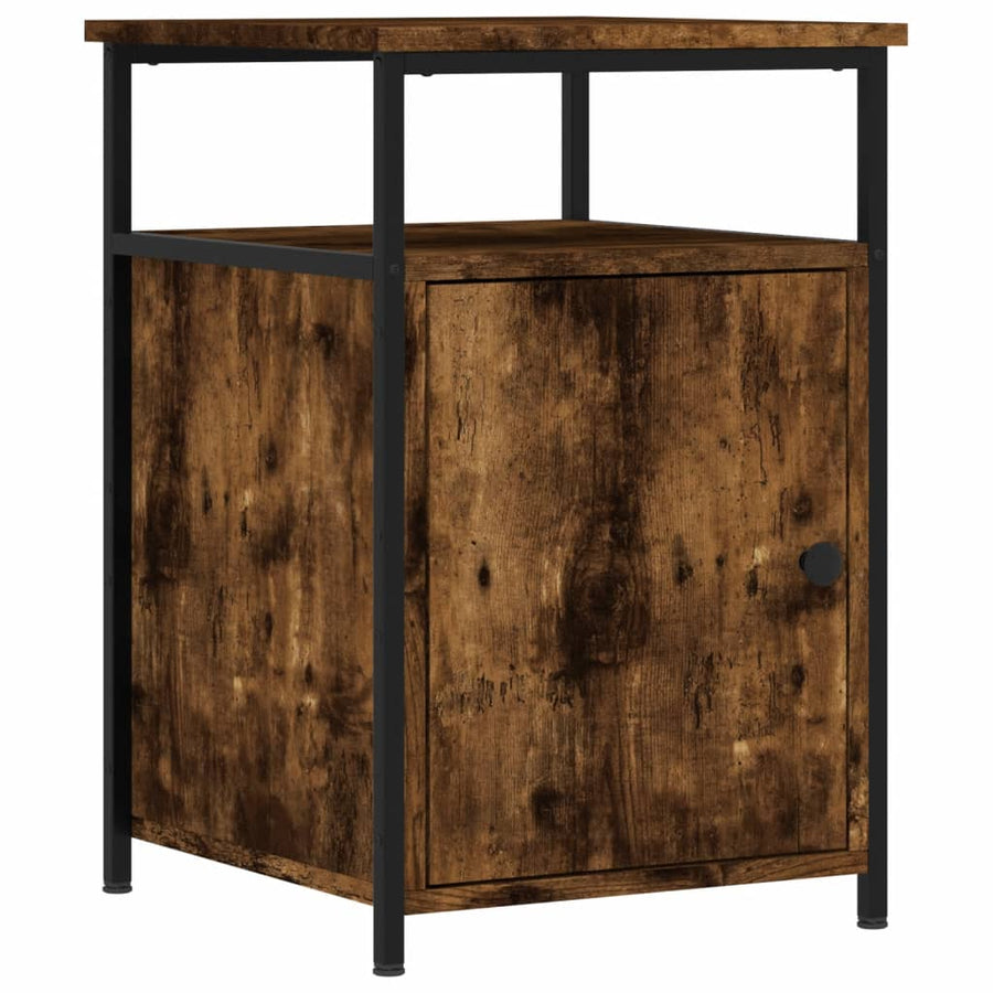 Nachtkastje 40X42X60 Cm Bewerkt Hout Gerookt Eikenkleurig