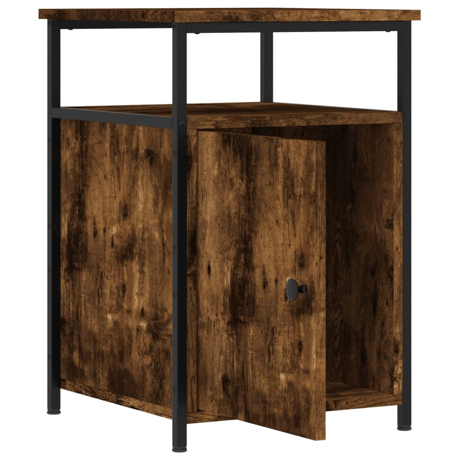 Nachtkastje 40X42X60 Cm Bewerkt Hout Gerookt Eikenkleurig