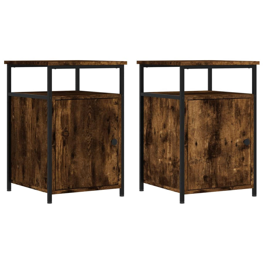 Nachtkastjes 40X4X60 Cm Bewerkt Hout Kleurig 2 Gerookt eiken