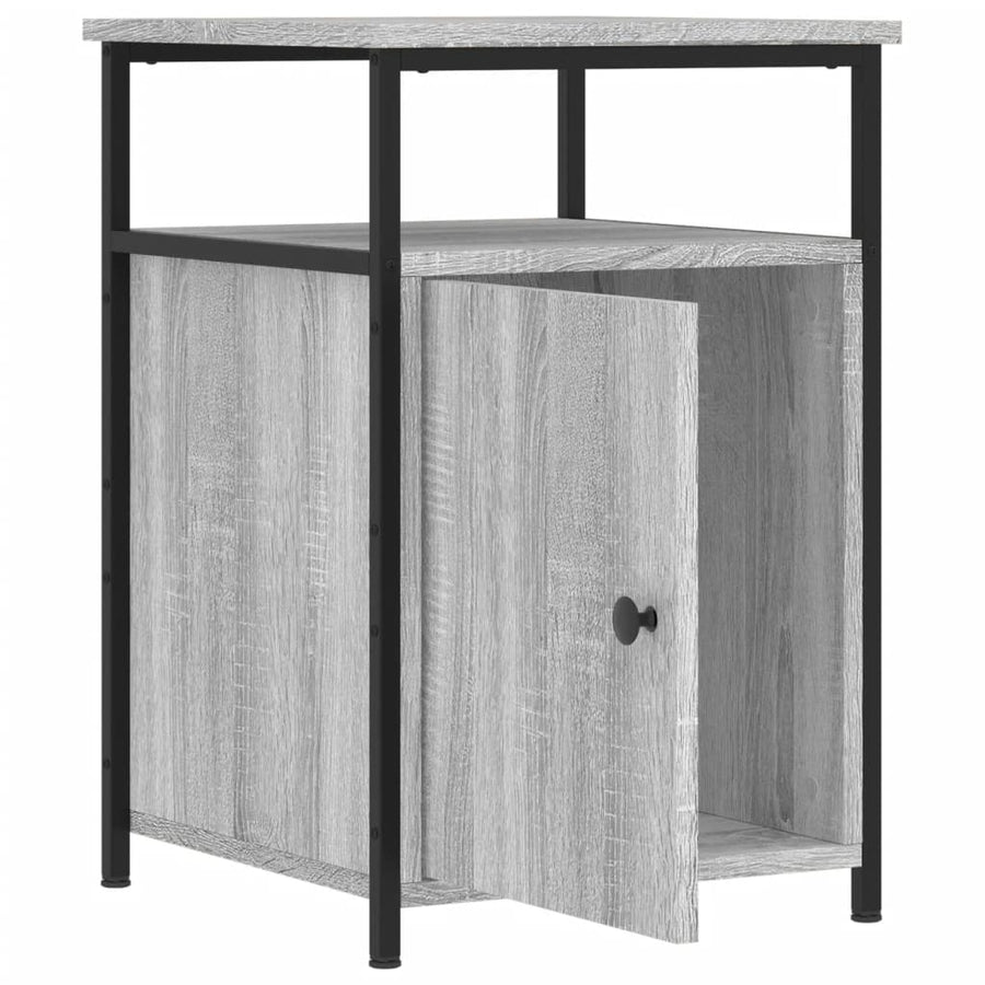 Nachtkastje 40X42X60 Cm Bewerkt Hout Grijs Sonoma Eikenkleurig