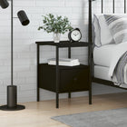 Bedside table 34x36x50 cm carved wood black