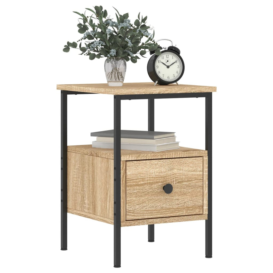 Nachtkastje 34x36x50 cm bewerkt hout kleurig 1 Sonoma eiken