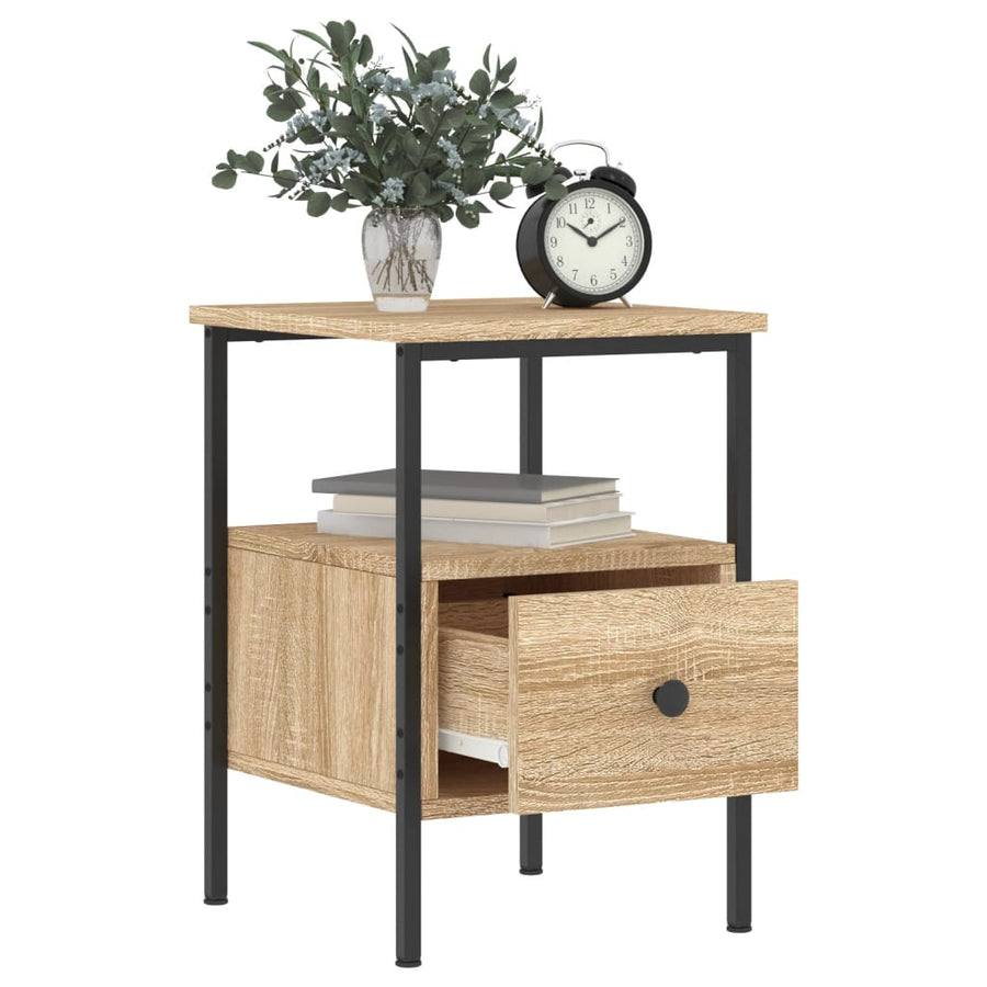 Nachtkastje 34x36x50 cm bewerkt hout kleurig 1 Sonoma eiken