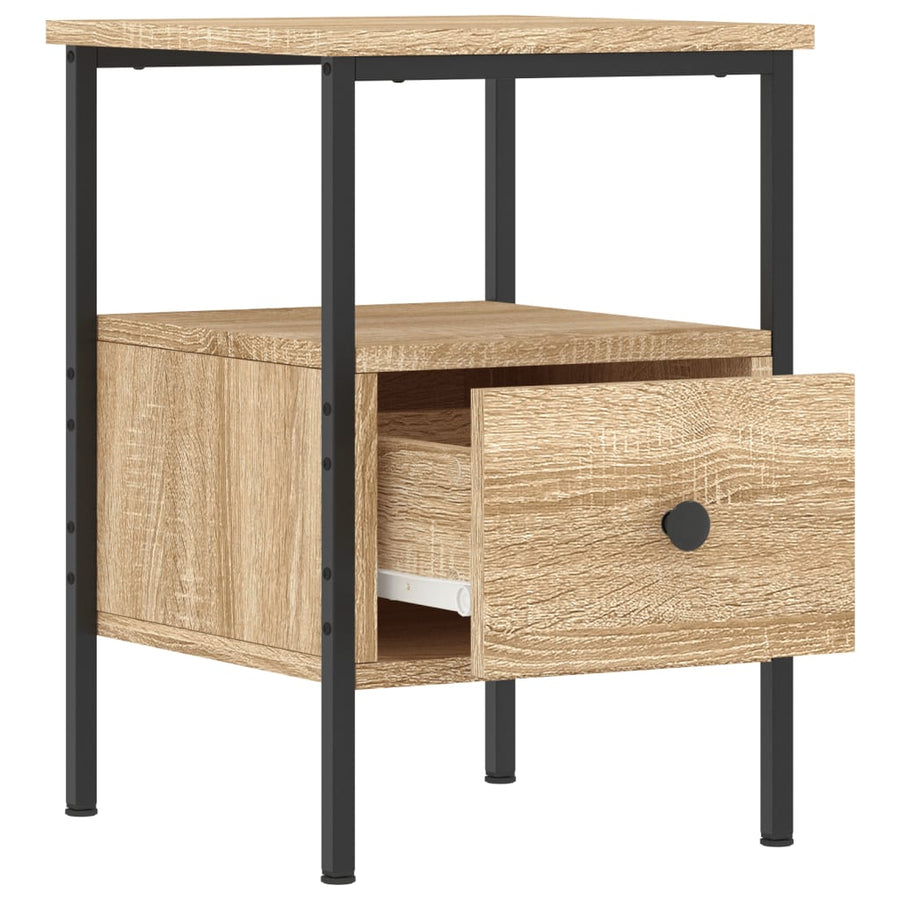 Nachtkastje 34x36x50 cm bewerkt hout kleurig 1 Sonoma eiken