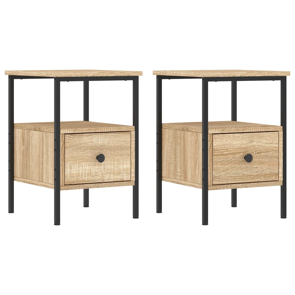 Nachtkastjes 2 st 34x36x50 cm bewerkt hout sonoma eikenkleurig 2 Sonoma eiken