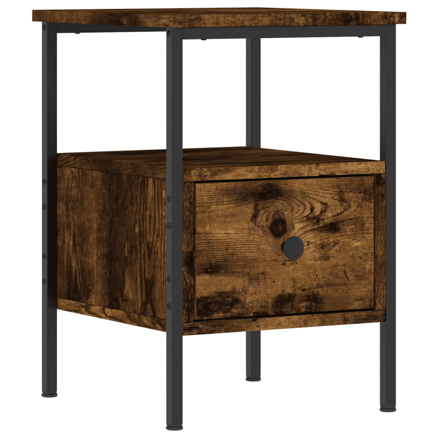 Nachtkastje 34X36X50 Cm Bewerkt Hout Gerookt Eikenkleurig