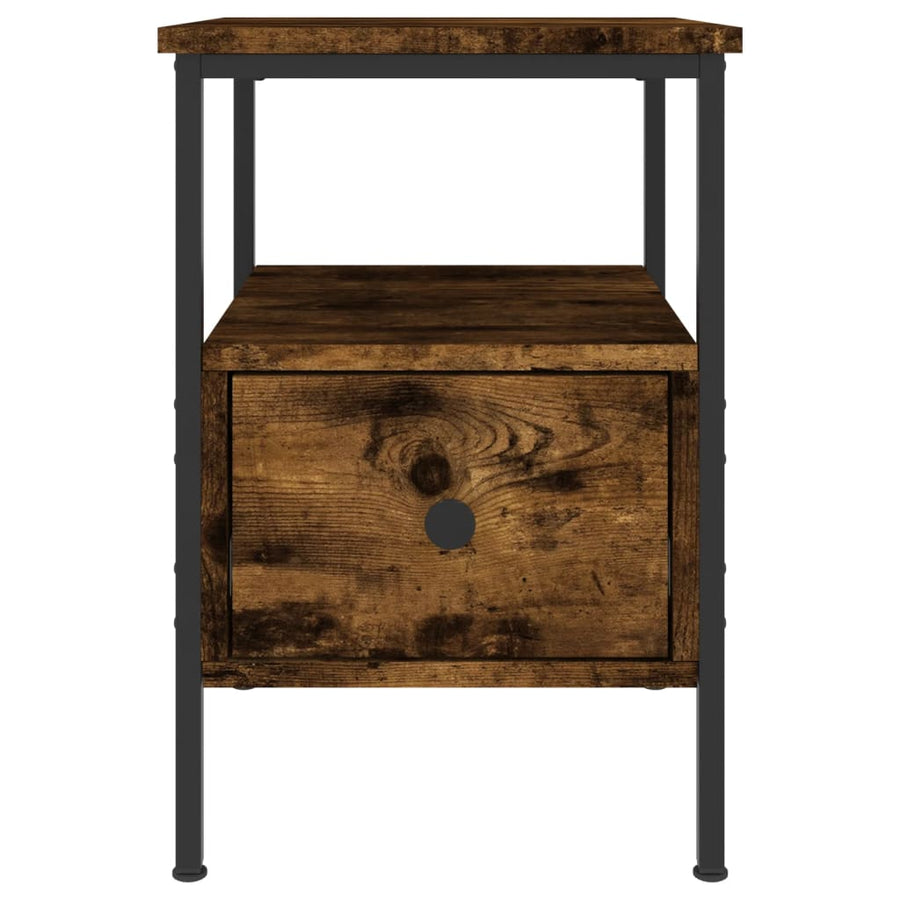 Nachtkastje 34X36X50 Cm Bewerkt Hout Gerookt Eikenkleurig