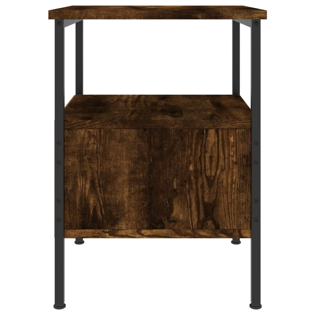Nachtkastje 34X36X50 Cm Bewerkt Hout Gerookt Eikenkleurig