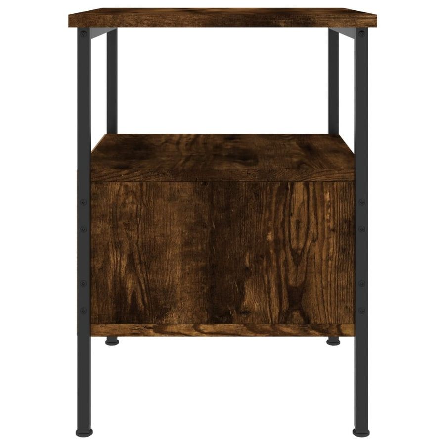 Nachtkastje 34X36X50 Cm Bewerkt Hout Gerookt Eikenkleurig