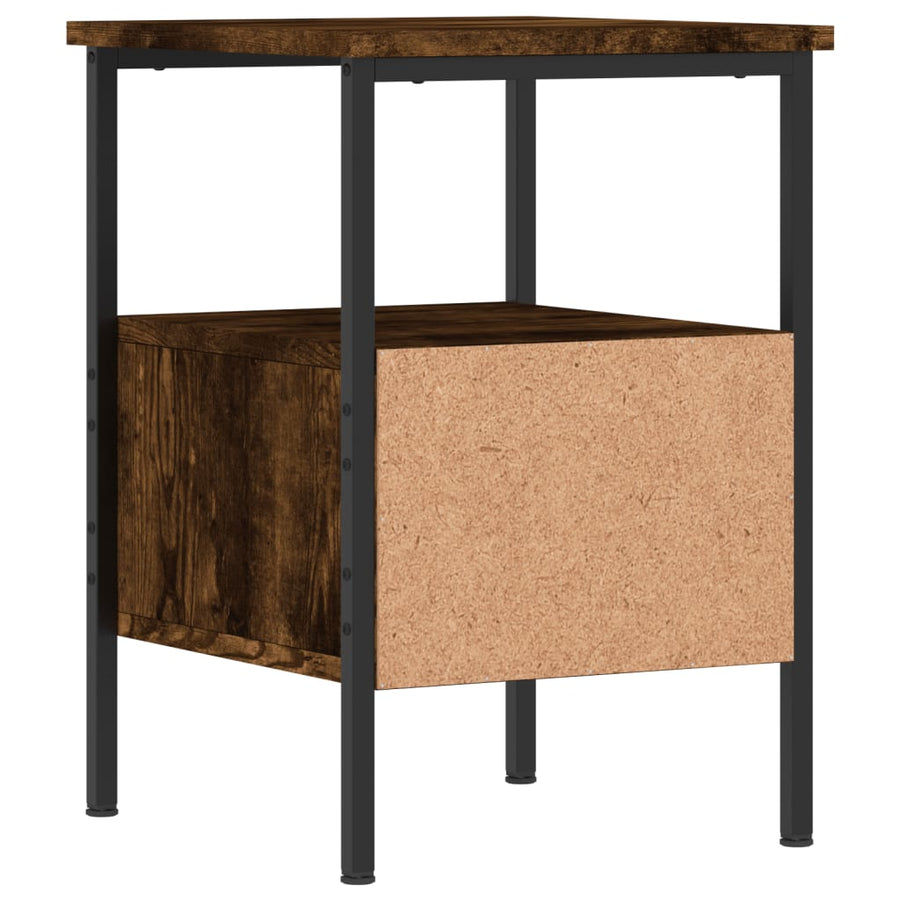Nachtkastje 34X36X50 Cm Bewerkt Hout Gerookt Eikenkleurig