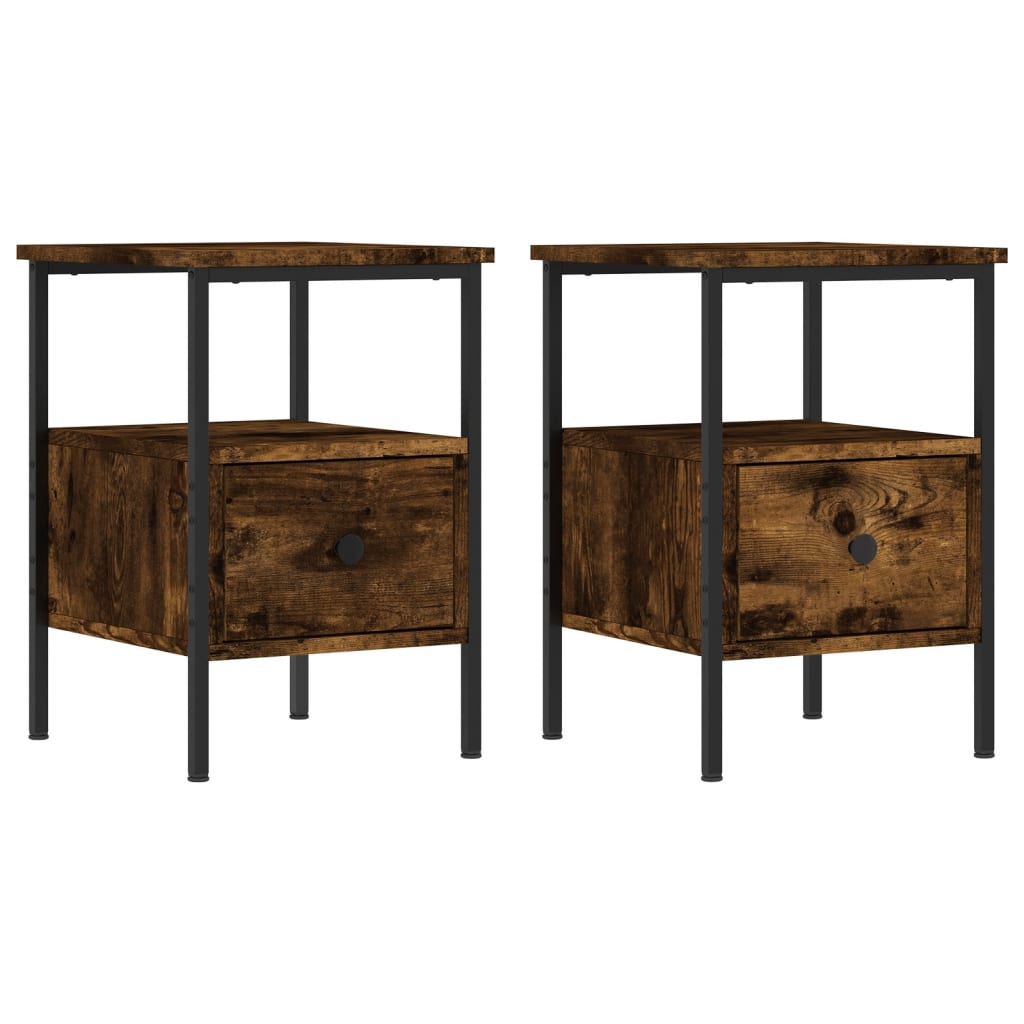Nachtkastjes 2 St 34X36X50 Cm Bewerkt Hout Gerookt Eikenkleurig