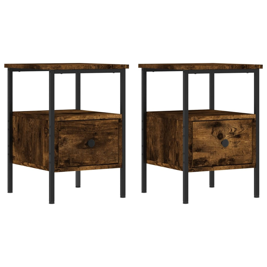 Nachtkastjes 2 St 34X36X50 Cm Bewerkt Hout Gerookt Eikenkleurig