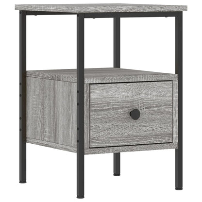 Nachtkastje 34X36X50 Cm Bewerkt Hout Eikenkleurig 1 Grijs sonoma