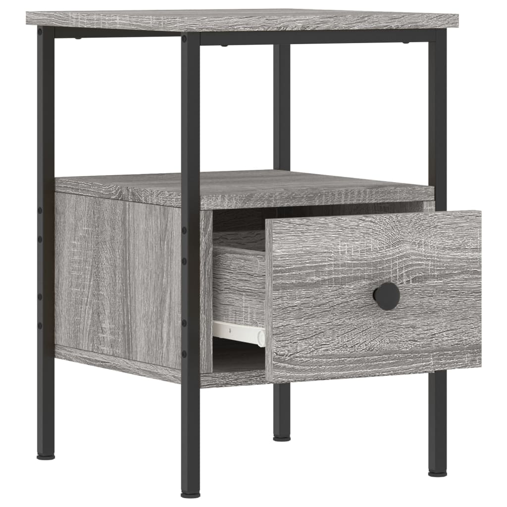Nachtkastje 34X36X50 Cm Bewerkt Hout Eikenkleurig 1 Grijs sonoma