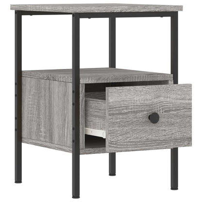Nachtkastje 34X36X50 Cm Bewerkt Hout Eikenkleurig 1 Grijs sonoma