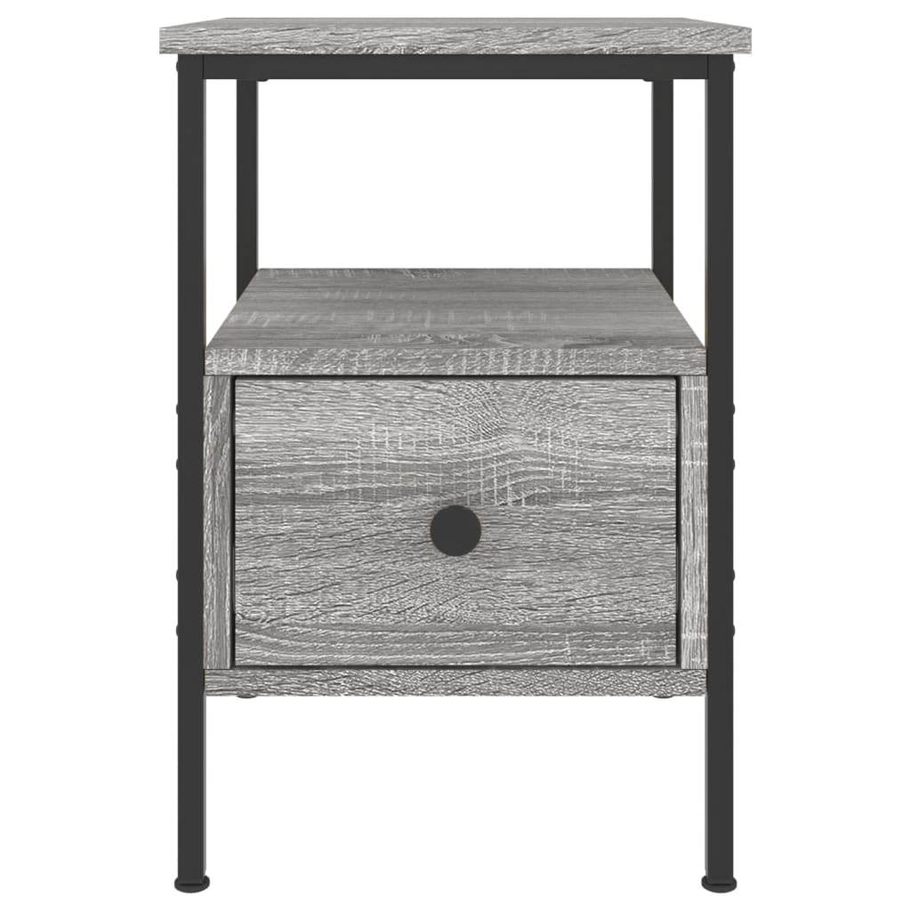 Nachtkastje 34X36X50 Cm Bewerkt Hout Eikenkleurig 1 Grijs sonoma