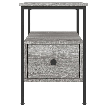 Nachtkastje 34X36X50 Cm Bewerkt Hout Eikenkleurig 1 Grijs sonoma