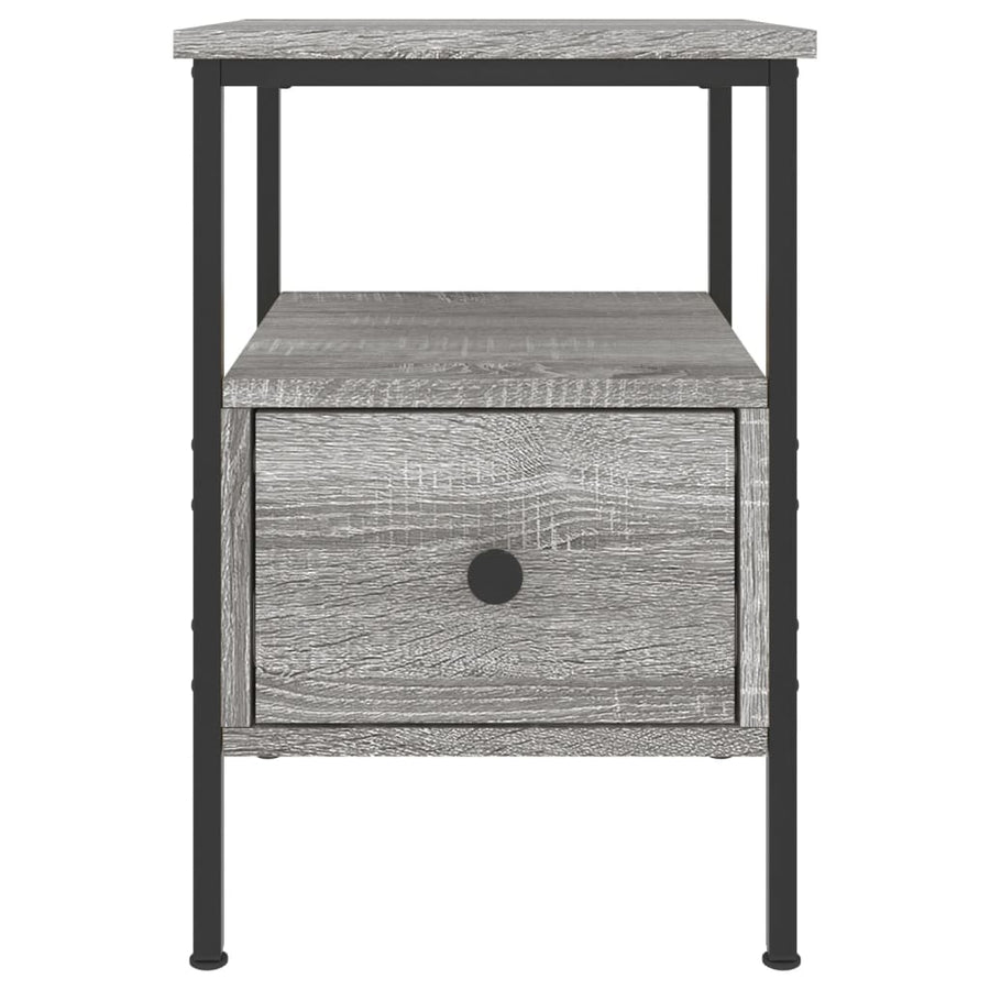 Nachtkastje 34X36X50 Cm Bewerkt Hout Eikenkleurig 1 Grijs sonoma