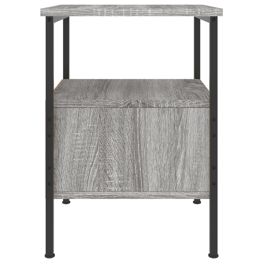 Nachtkastje 34X36X50 Cm Bewerkt Hout Eikenkleurig 1 Grijs sonoma