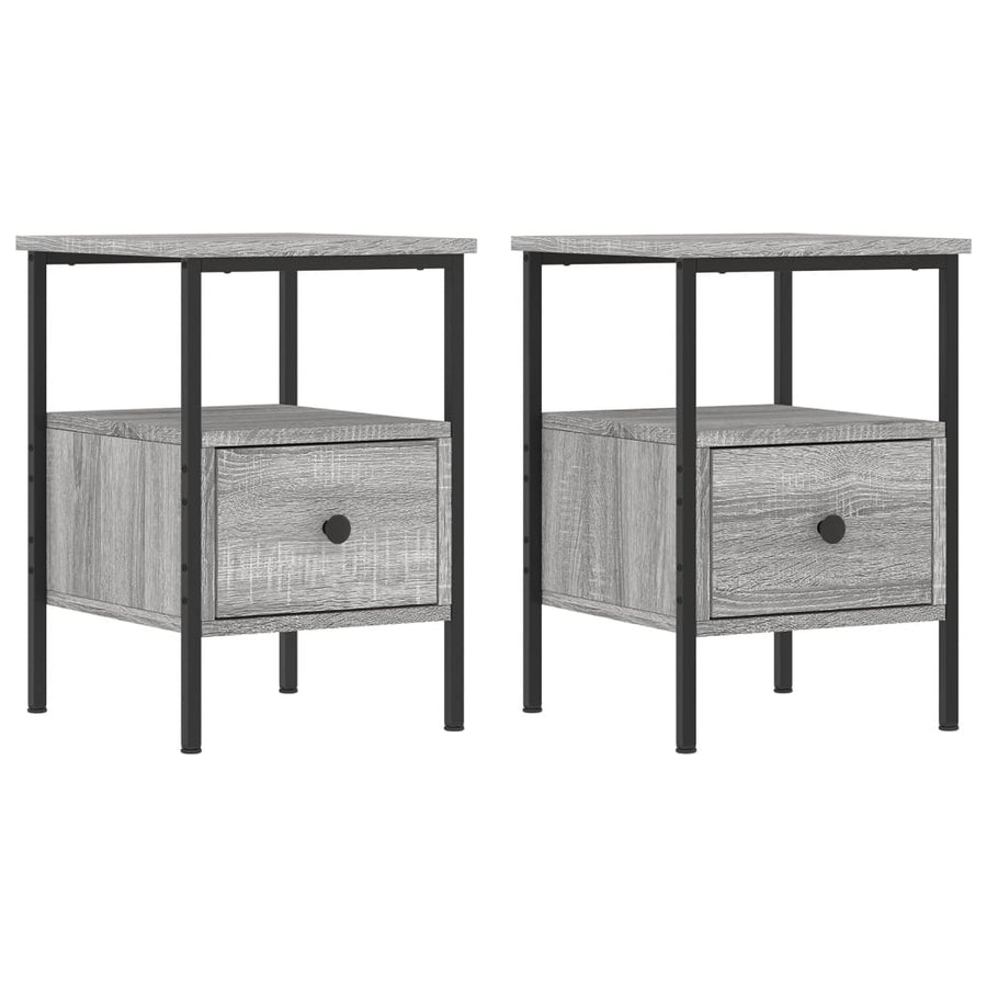 Nachtkastjes 2 st 34x36x50 cm bewerkt hout grijs sonoma eiken 2 Grijs sonoma