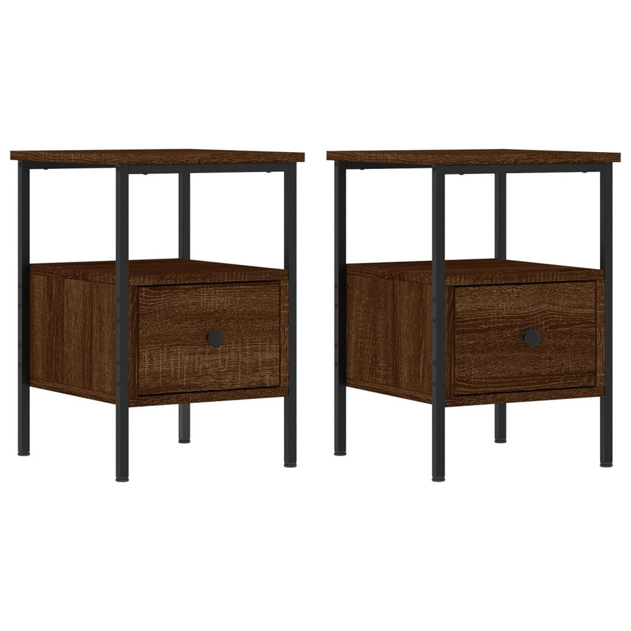 Nachtkastjes 2 st 34x36x50 cm bewerkt hout bruin eikenkleur 2 Bruineiken