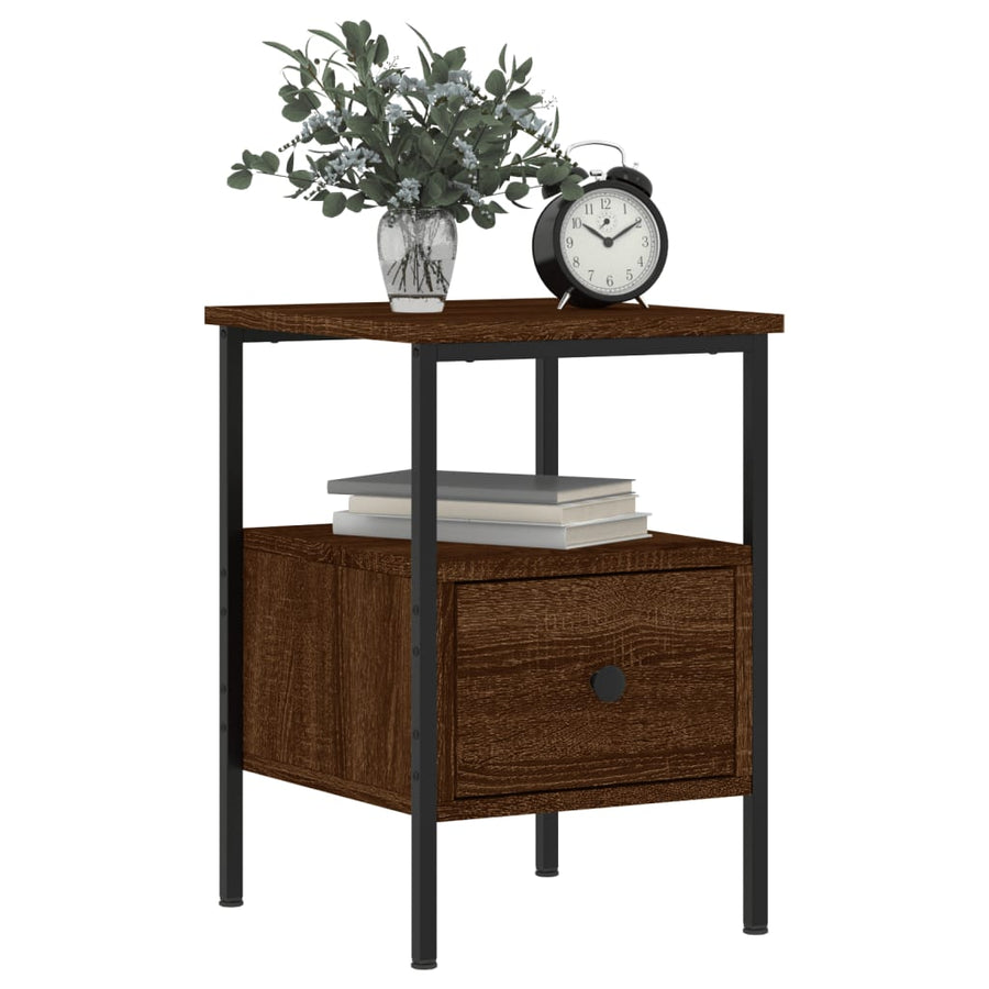 Nachtkastjes 2 st 34x36x50 cm bewerkt hout bruin eikenkleur 2 Bruineiken